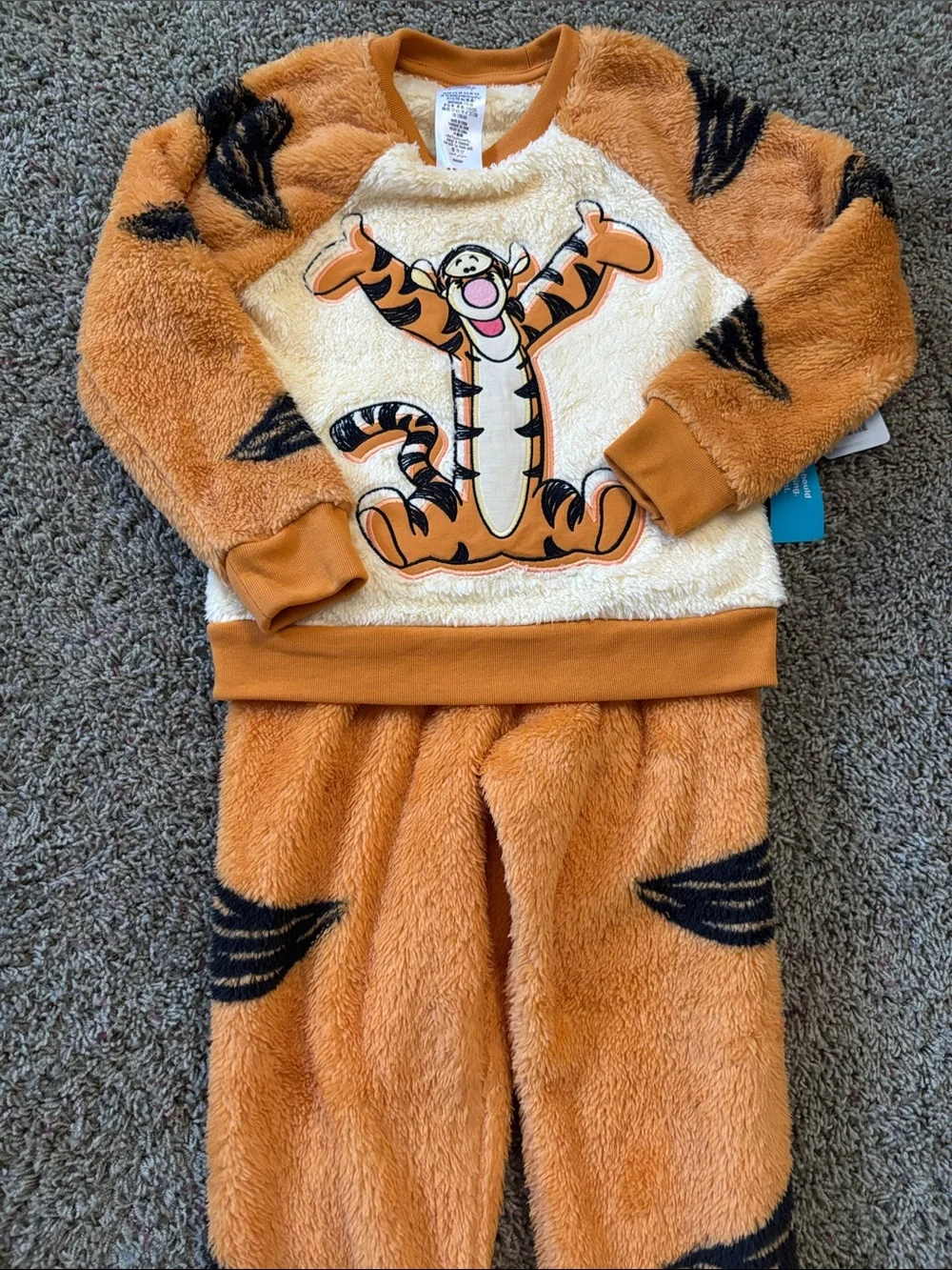 Disney Winnie the Pooh Tigger Kids Fuzzy Two-Piece Pajama Costume - Sz 5/6 NWT